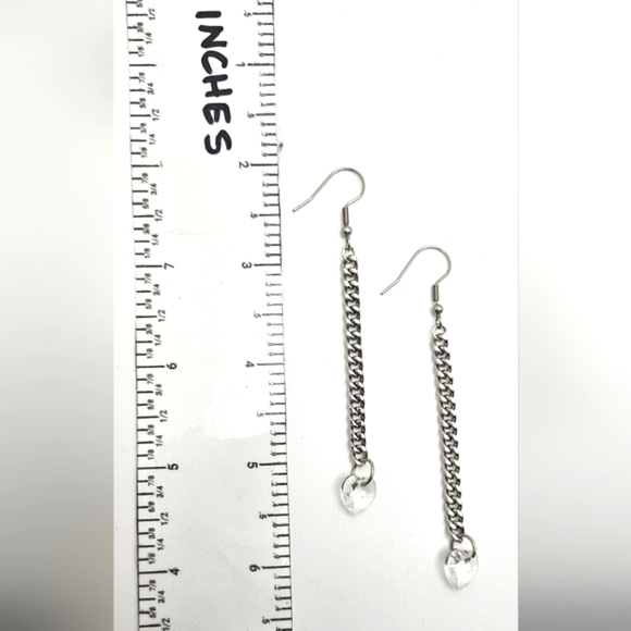 🟢3/$19🟢 Heart Chain Dangle Earrings Valentines Love Jewelry Minimalist - Picture 5 of 5